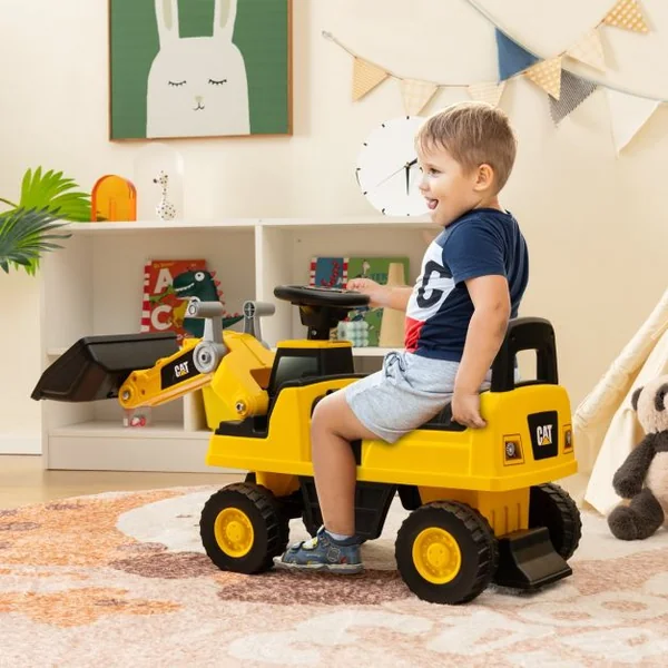 Jouet Bulldozer Porteur Enfants avec Godet Réglable Pelle Excavatrice