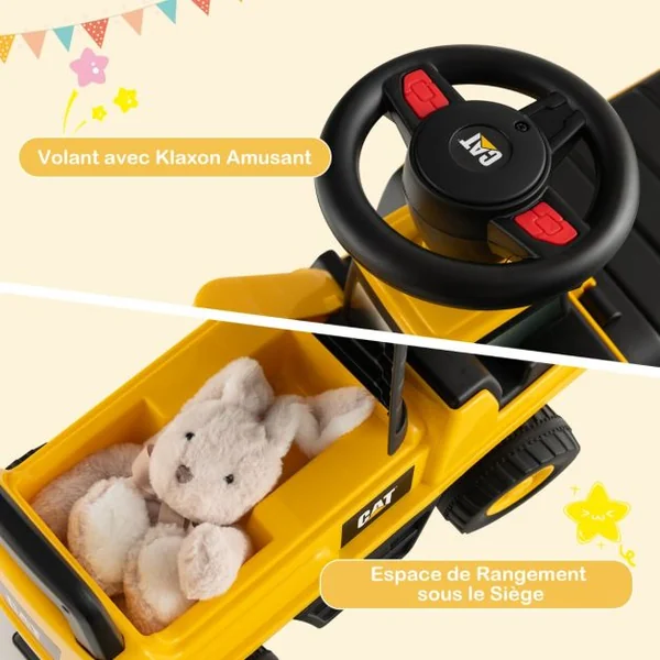 Jouet Bulldozer Porteur Enfants avec Godet Réglable Pelle Excavatrice