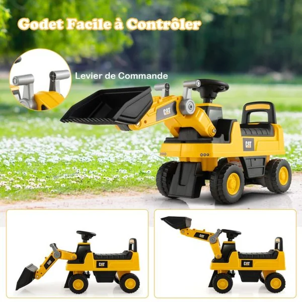 Jouet Bulldozer Porteur Enfants avec Godet Réglable Pelle Excavatrice