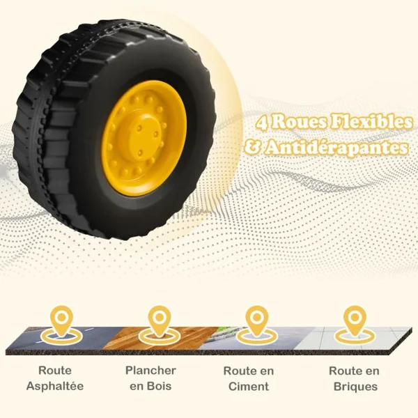 Jouet Bulldozer Porteur Enfants avec Godet Réglable Pelle Excavatrice