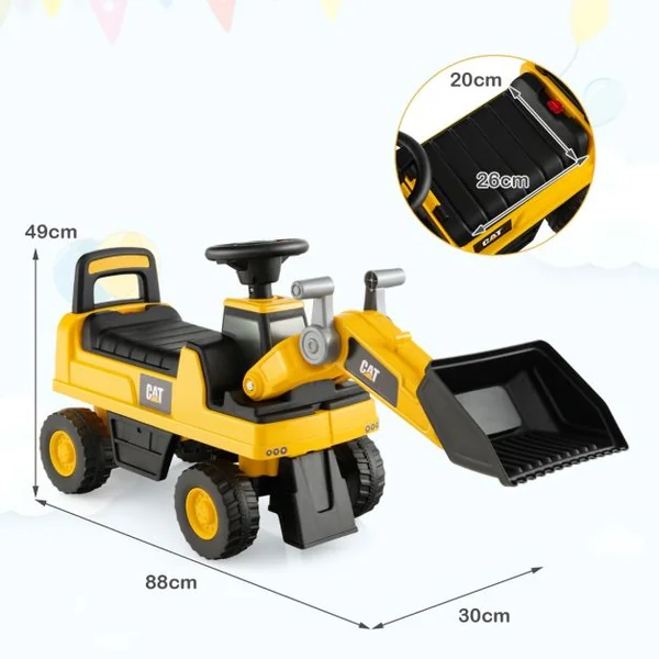 Jouet Bulldozer Porteur Enfants avec Godet Réglable Pelle Excavatrice