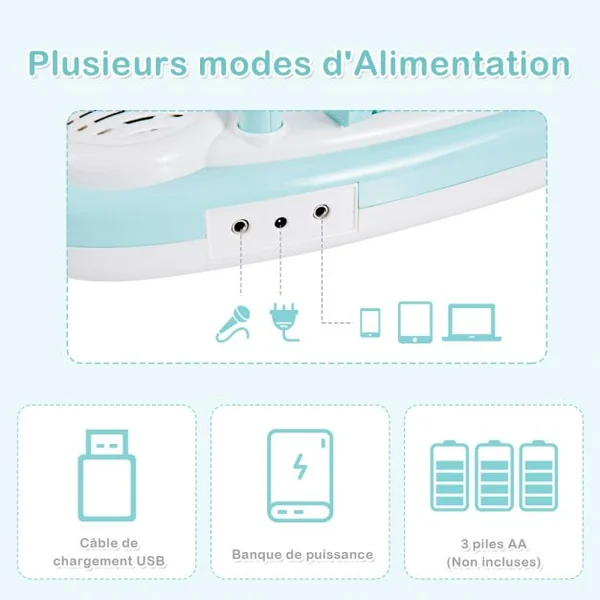 Jouet Clavier de Piano Electronique pour Enfant +18 Mois 37 Touches Microphone Câble USB Audio en ABS 47x20x4cm Bleu
