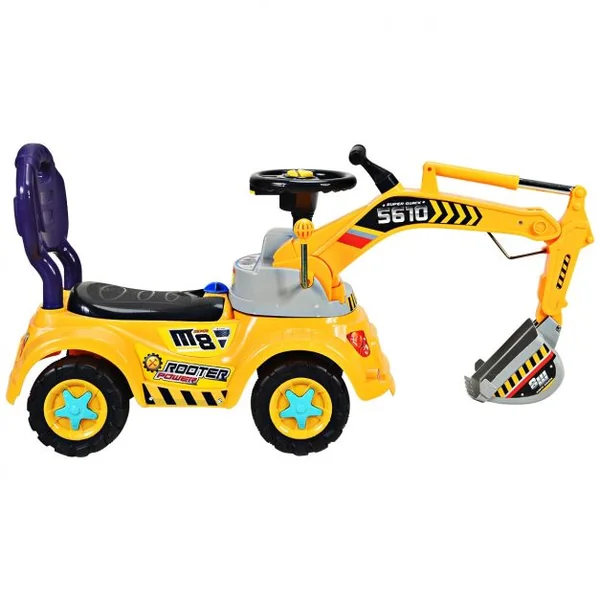 Jouet d’Excavatrice Autoporté pour Enfants de 3 à 5 Ans Camion Pelleteuse pour Enfants en PP, 103x29x46,5cm, Jaune