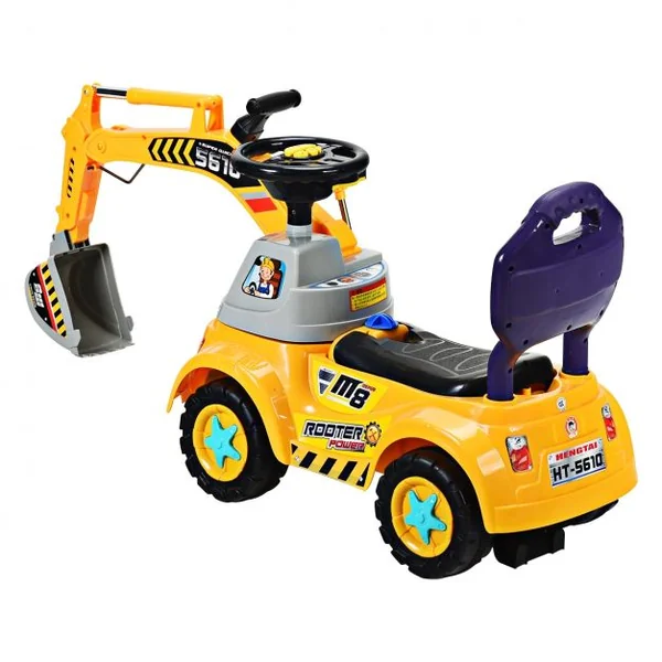Jouet d’Excavatrice Autoporté pour Enfants de 3 à 5 Ans Camion Pelleteuse pour Enfants en PP, 103x29x46,5cm, Jaune
