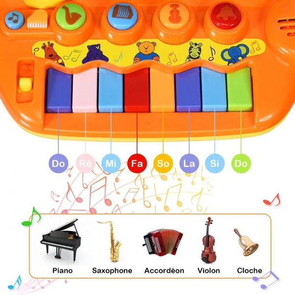 Jouet Musical Bébé avec Lumière et Animeaux Multicolore Instrument de Musique Jouets d'Eveil
