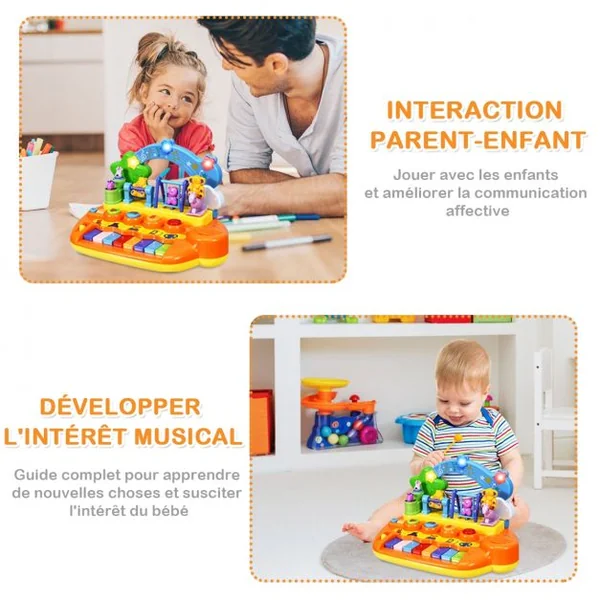 Jouet Musical Bébé avec Lumière et Animeaux Multicolore Instrument de Musique Jouets d'Eveil