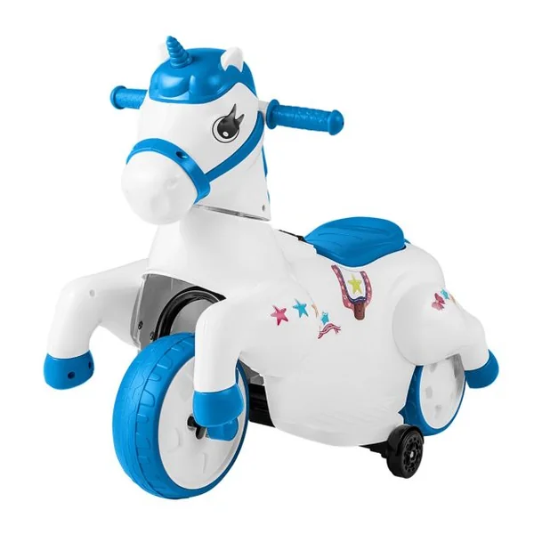 Jouet à Chevaucher Licorne 12 V avec Roues d'Entraînement Musique Démarrage à un Bouton et Affichage LED Rose Rouge/Bleu