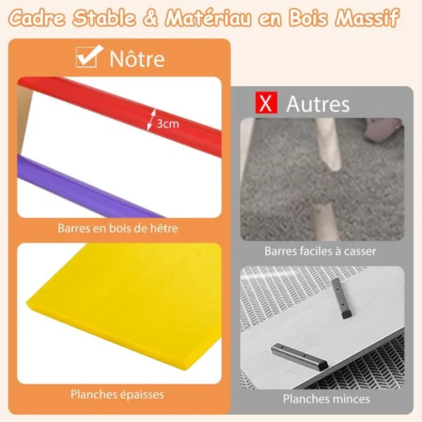 Jouets d'Escalade Pliants pour Tout-petits Ensemble de Triangle d'Escalade en Bois Montessori avec Rampe Toboggan Coloré