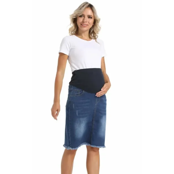 Jupe en Jean Grossesse Mi-Longue