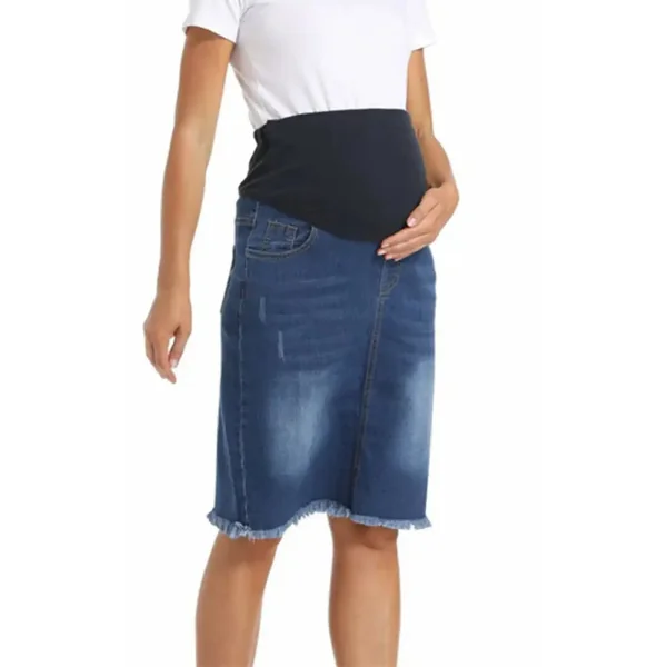 Jupe en Jean Grossesse Mi-Longue