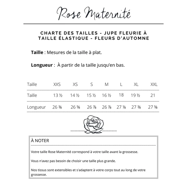 Jupe fleurie à taille élastique (avec poches) - fleurs d'automne