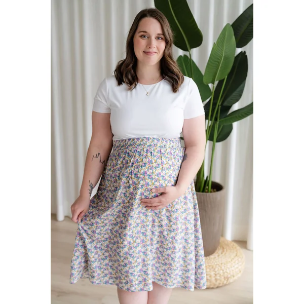 Jupe fleurie à taille élastique - combo pastel