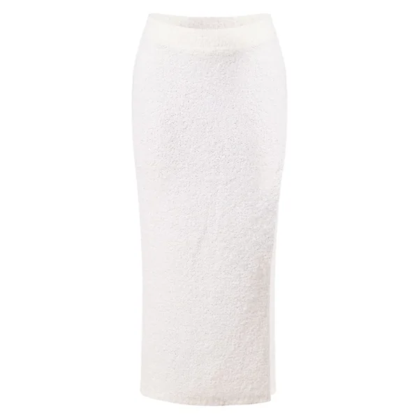 Jupe Maxi En Maille Bouclette Épaisse Avec Fente