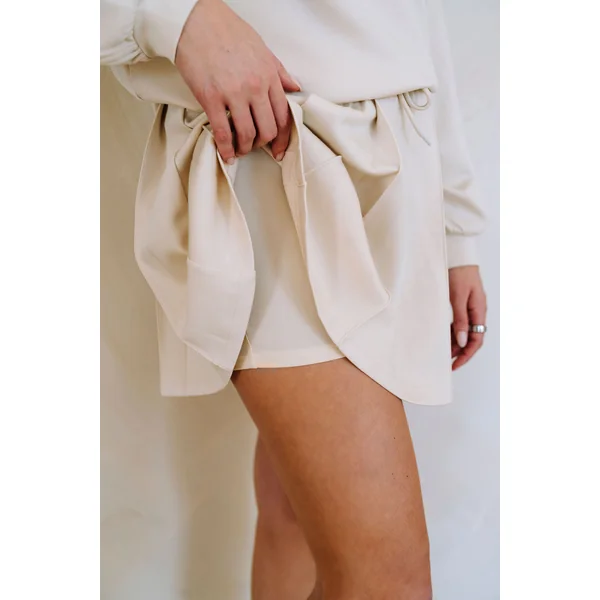 Jupe short à plis ANGELA - avoine