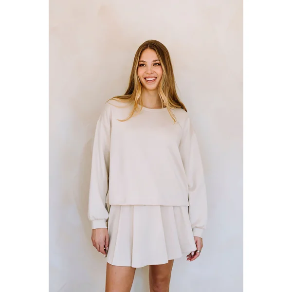 Jupe short à plis ANGELA - avoine