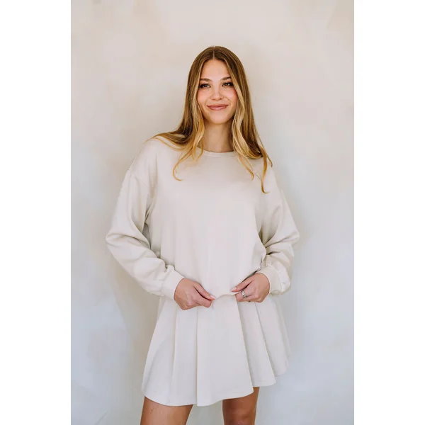 Jupe short à plis ANGELA - avoine