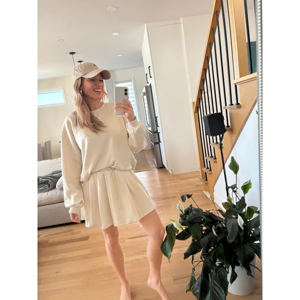 Jupe short à plis ANGELA - avoine