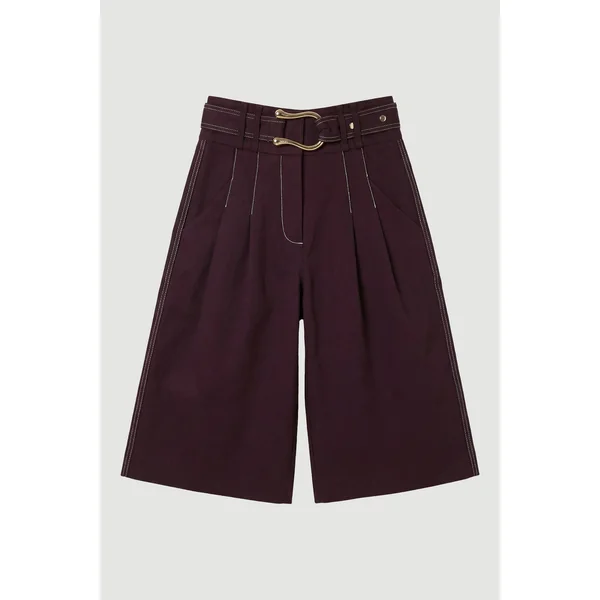 Jupe-culotte Bermuda Ajustée Avec Détails De Surpiqûres
