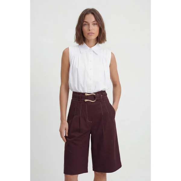 Jupe-culotte Bermuda Ajustée Avec Détails De Surpiqûres