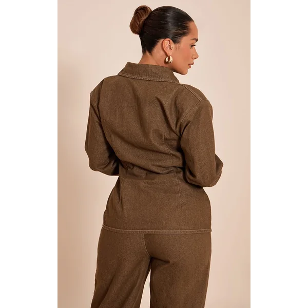 Kaki Chemise En Sergé À Taille Cintrée Shape