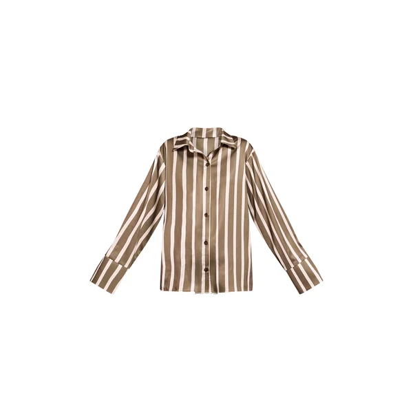 Kaki Chemise Satinée À Fines Rayures