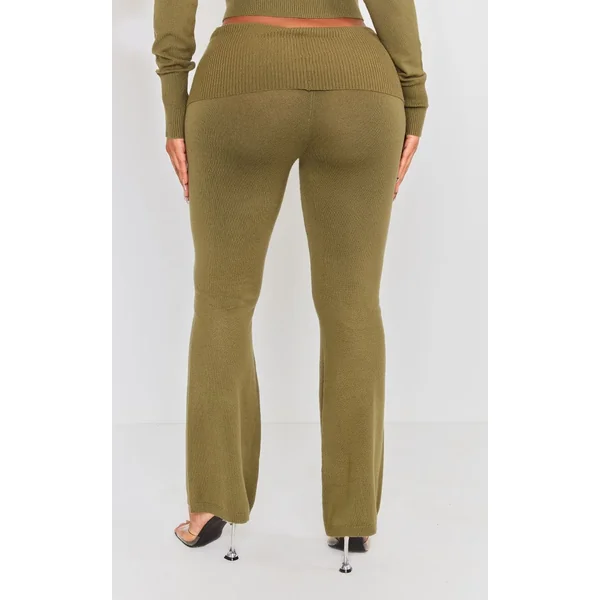 Kaki Legging En Maille Taille Haute À Revers Shape