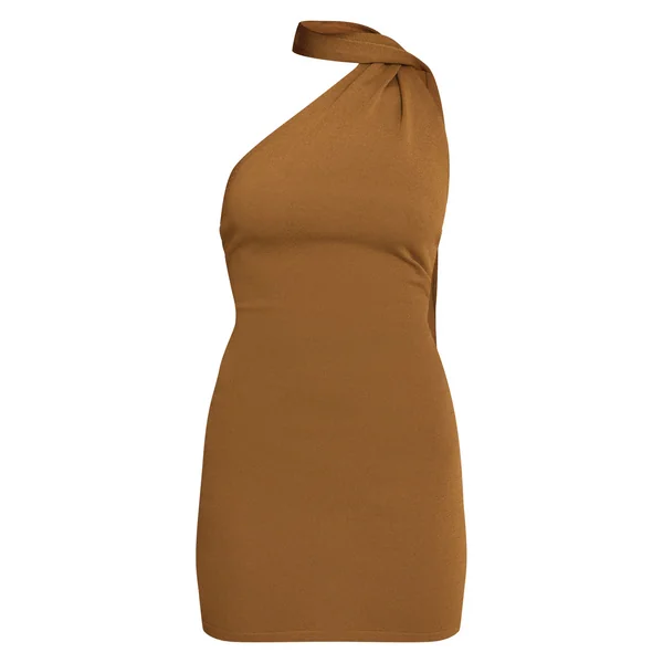 Kaki Robe Mini Tricotée À Détail Foulard