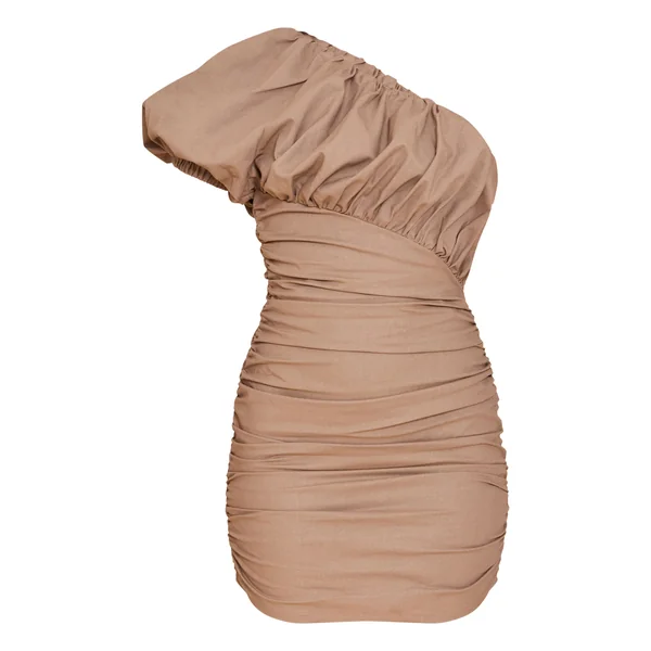 Kaki Robe Moulante Asymétrique En Mélange De Lin