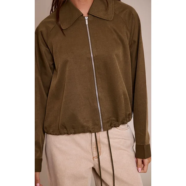 Kaki Veste Bomber Utilitaire À Cordon De Serrage