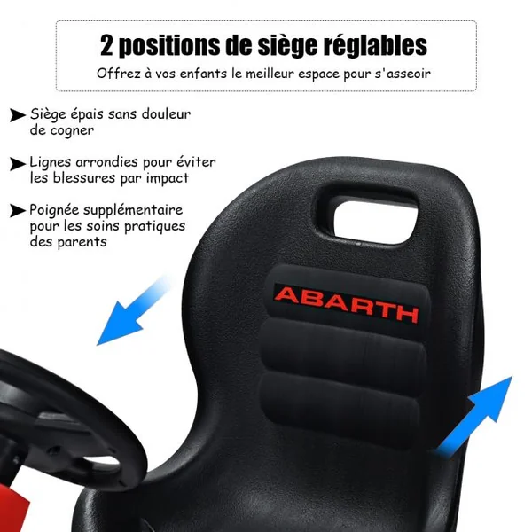 Kart à Pédales d’Extérieur pour Enfants avec Siège Réglable avec Pneus Diamètre de 30cm Rouge