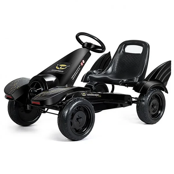 Kart à Pédales pour Enfant de 3 à 8 Ans Go-Kart Siège Ajustable Frein à Main Capacité 30kg en PP Fer 112x62x61cm Noir