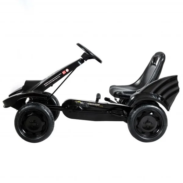 Kart à Pédales pour Enfant de 3 à 8 Ans Go-Kart Siège Ajustable Frein à Main Capacité 30kg en PP Fer 112x62x61cm Noir