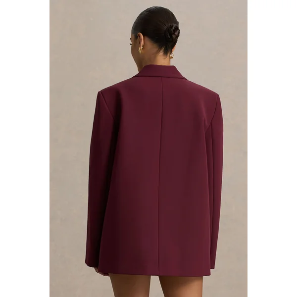 Katherine | Veste tailleur bordeaux à décolleté plongeant