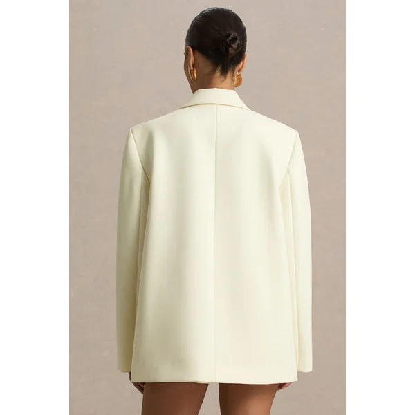 Katherine | Veste tailleur crème à décolleté plongeant