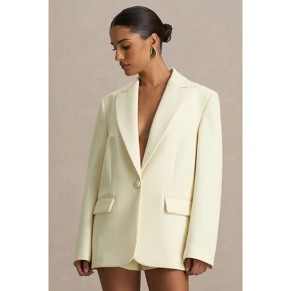 Katherine | Veste tailleur crème à décolleté plongeant