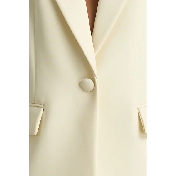 Katherine | Veste tailleur crème à décolleté plongeant
