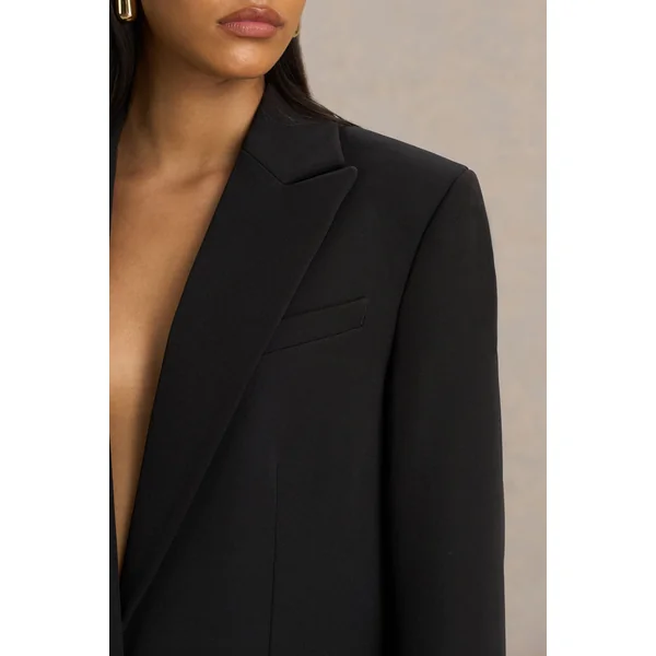Katherine | Veste tailleur noire à décolleté plongeant