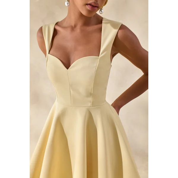 Katya | Mini-robe patineuse à encolure en cœur citron