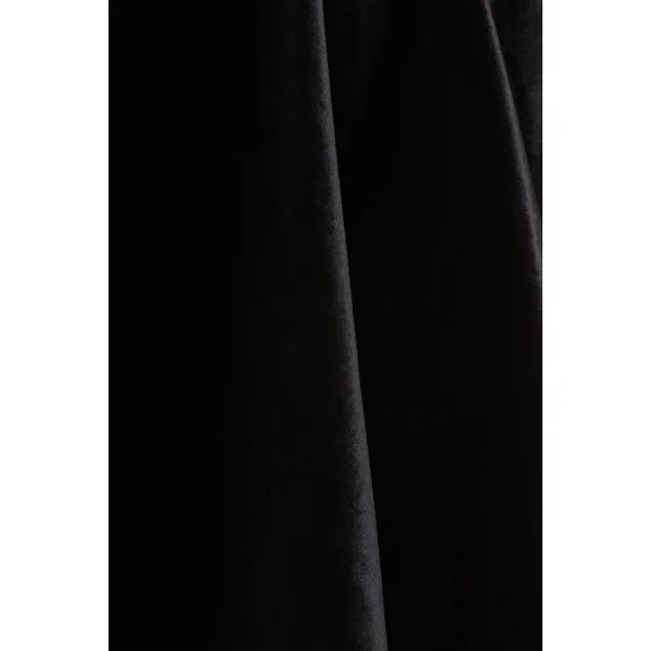 Keeley | Mini-robe noire en velours à encolure asymétrique avec nœud