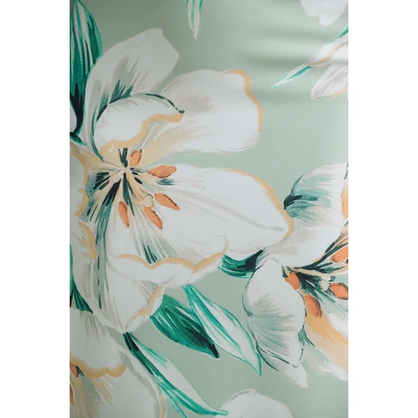 Kellis | Robe longue asymétrique à imprimé floral vert avec manche ballon