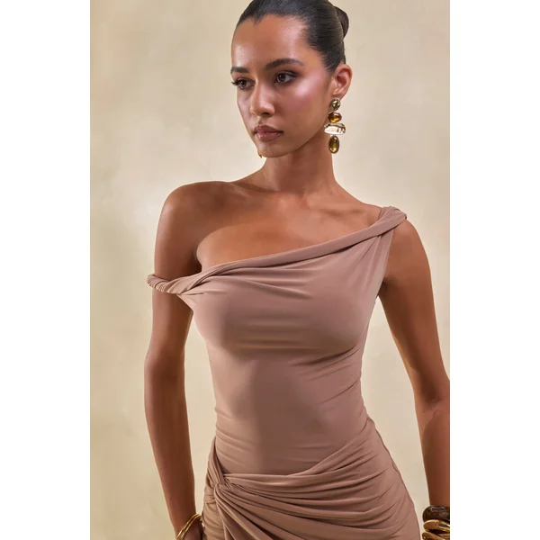 Kesia | Body marron asymétrique torsadé