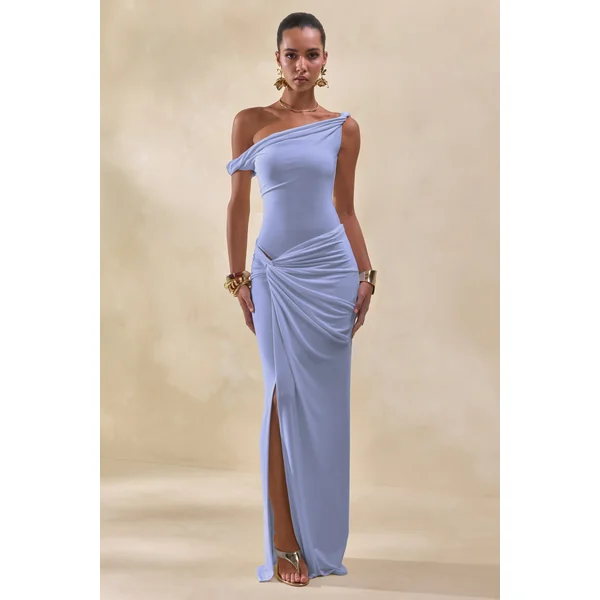 Kesia | Body string bleu asymétrique torsadé