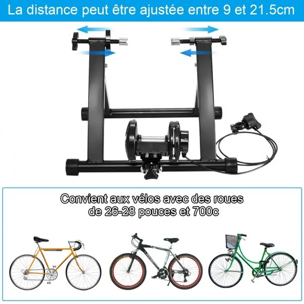 Kit Magnétique D’entraînement pour Vélo D’appartement 8 Niveaux de Résistance Pliable Capacité 150kg 54x48x39cm Noir