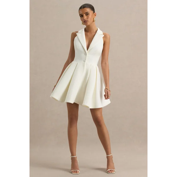 Kyla | Mini-robe blanche à col plongeant