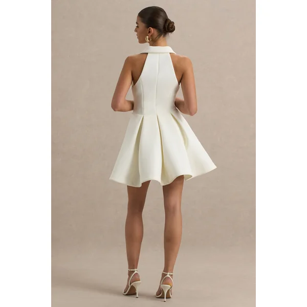Kyla | Mini-robe blanche à col plongeant