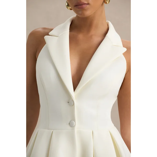 Kyla | Mini-robe blanche à col plongeant