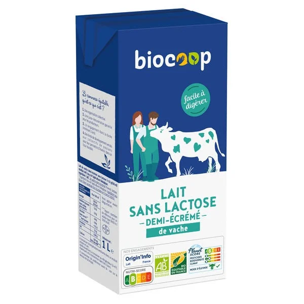 Lait 1/2 écrémé sans lactose 1L
