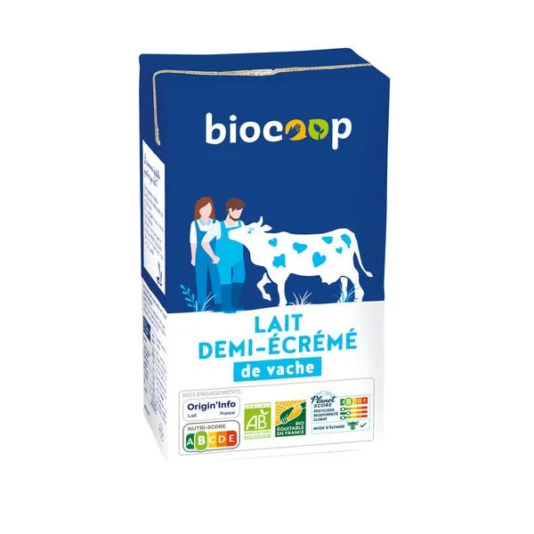 Lait demi-écrémé stérilisé UHT 1L