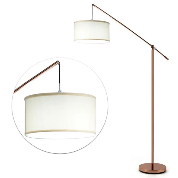 Lampadaire avec Abat-jour Suspendu Réglable Interrupteur Au Pied Ampoule 60w Culot E27 en Acier et Tissu 49x30x178cm