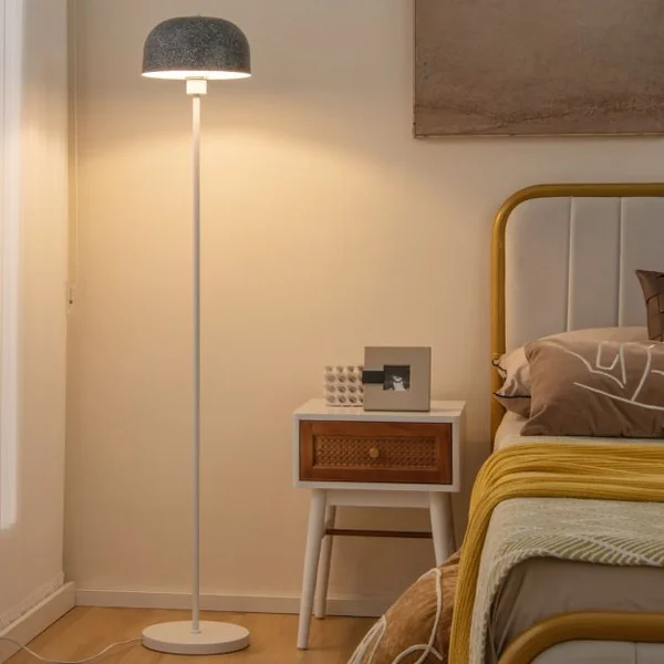 Lampadaire sur Pied de 146 cm Lampe avec Abat-Jour et Interrupteur au Pied Lampe avec Base Lestée Culot E27 pour Salon Chambre Bureau